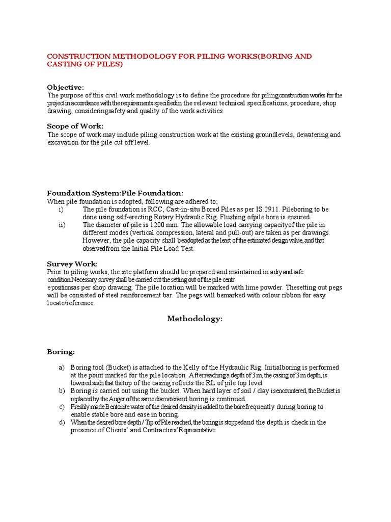 Piling Construction Methodology Guide | PDF | Deep Foundation | Civil ...
