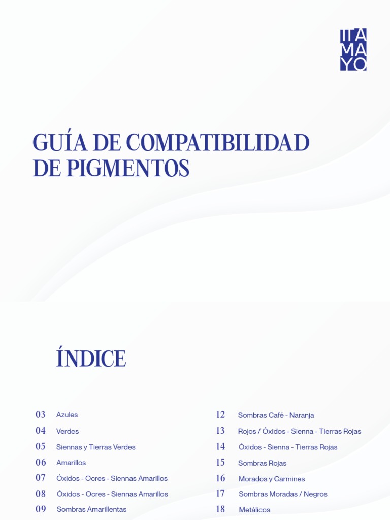 Guía de Compatibilidad de Pigmentos | PDF | Pintura con acuarelas | Color