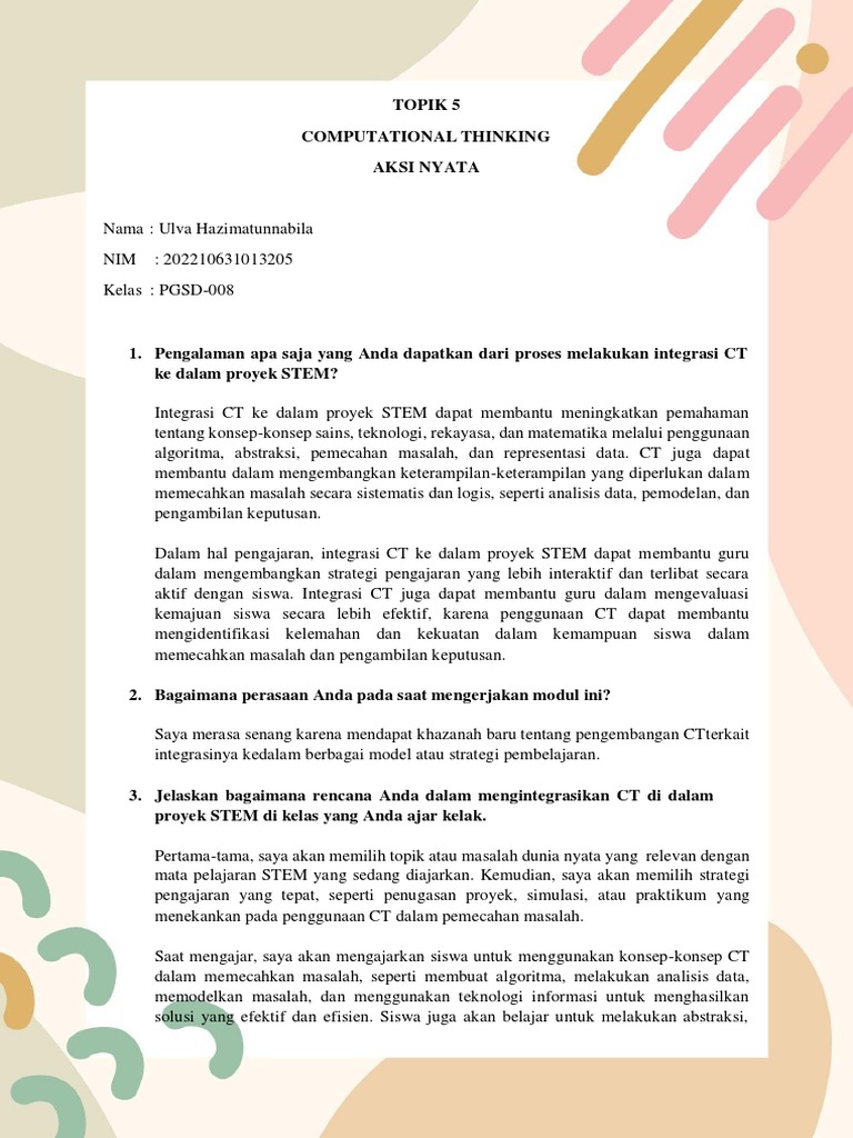 Integrasi Computational Thinking dalam STEM | PDF