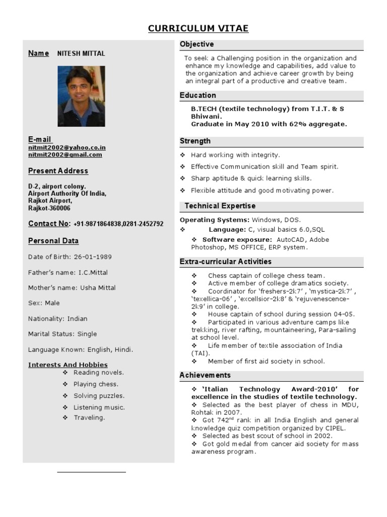 Nitesh Mittal's Professional CV | PDF | Cognition | Science