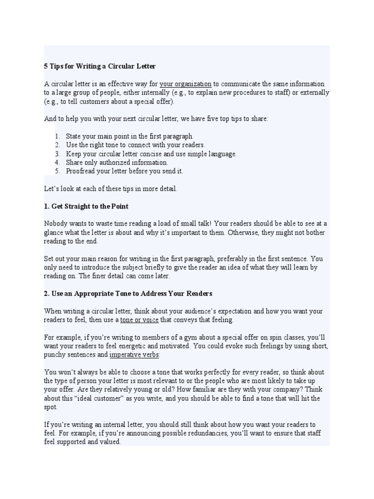 Tips for Writing Effective Circular Letters | PDF | Proofreading ...