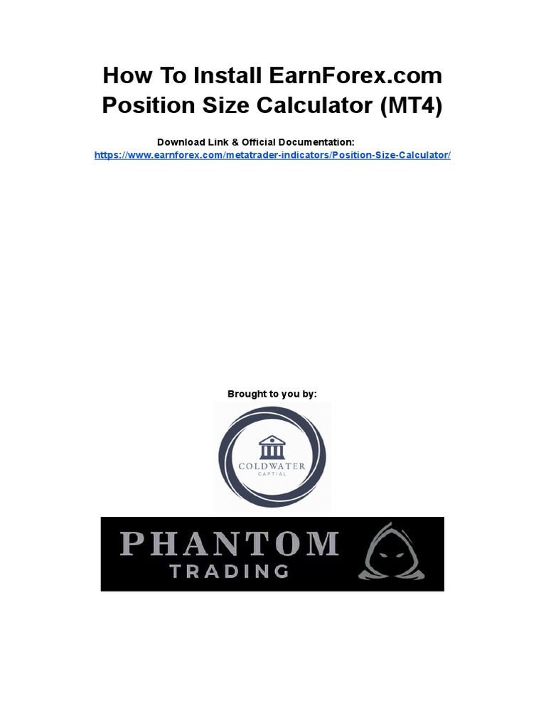 How To Install Position Size Calculator (MT4) | PDF