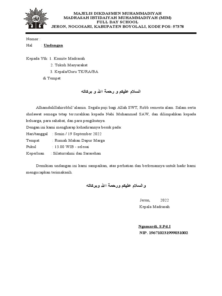undangan ramah tamah | PDF