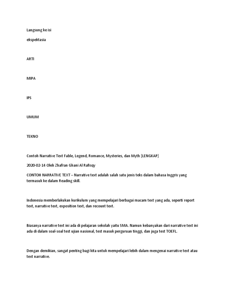Contoh Narrative Text Lengkap dan Jenisnya | PDF | Fiksi Umum