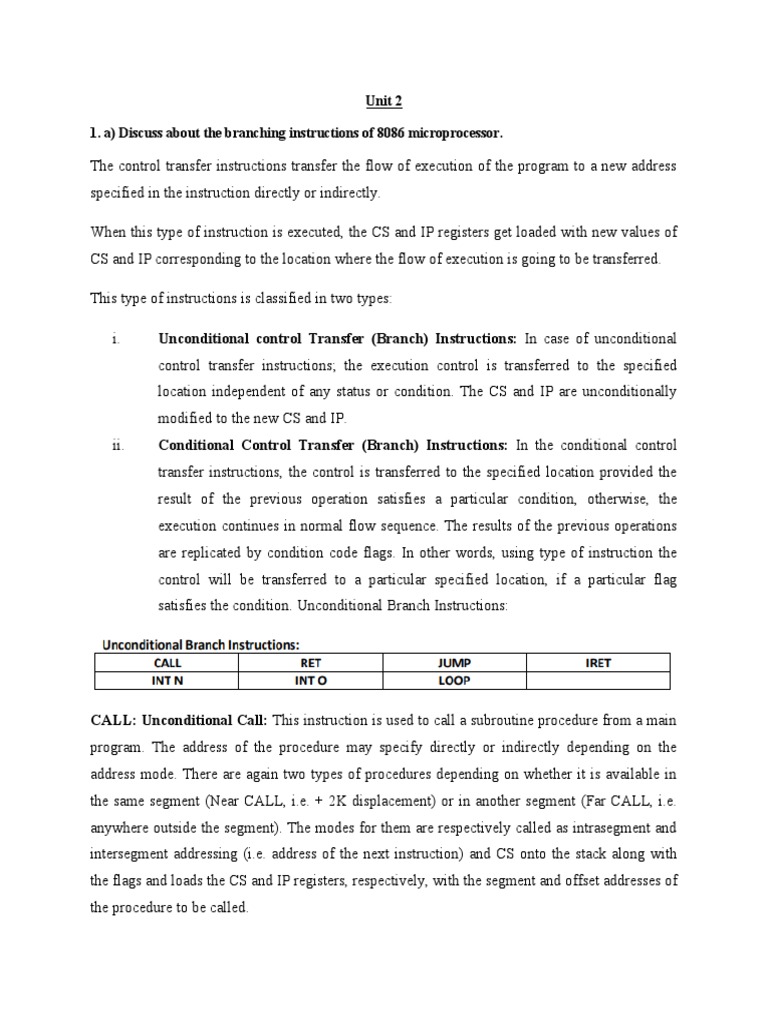 8086 Microprocessor Instructions | PDF | Central Processing Unit ...