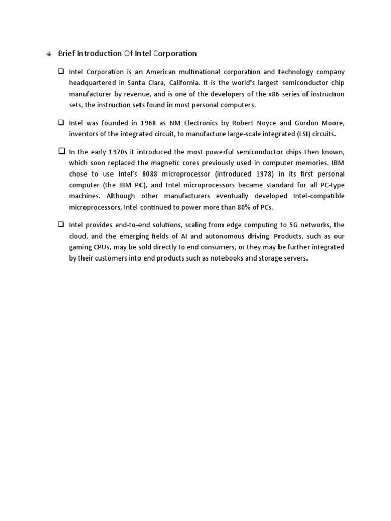 Intel Corp: Financial & Business Overview | PDF | Revenue | Intel