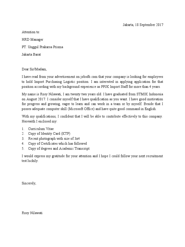 Job Application for Import Purchasing Role | PDF | Career & Growth ...