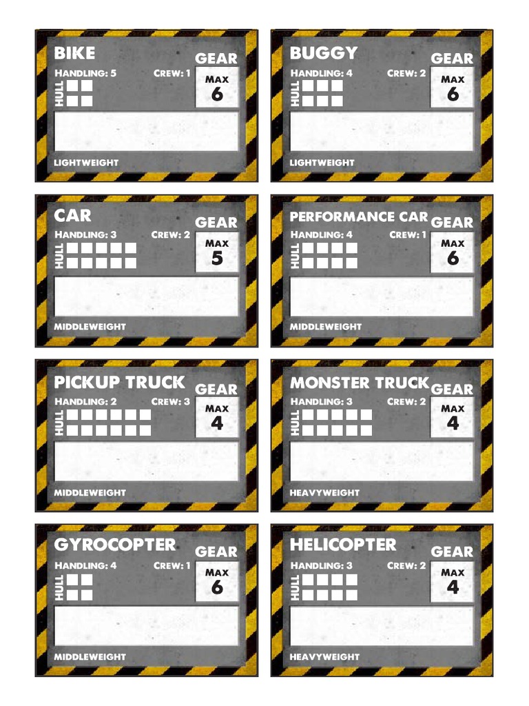 Gasland Vehicle Cards Colour | PDF