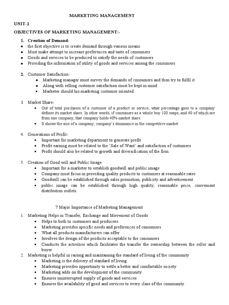 Marketing Management Unit 1 Pdf Consumer Behaviour Marketing