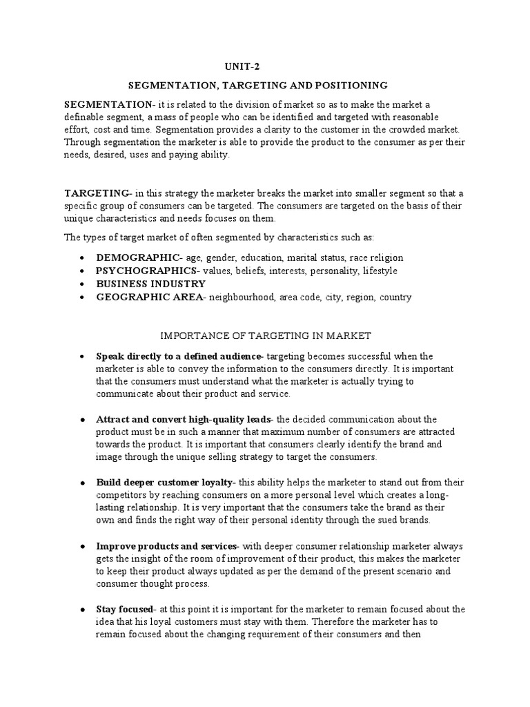 Marketing Management Unit 2 Download Free Pdf Marketing Market