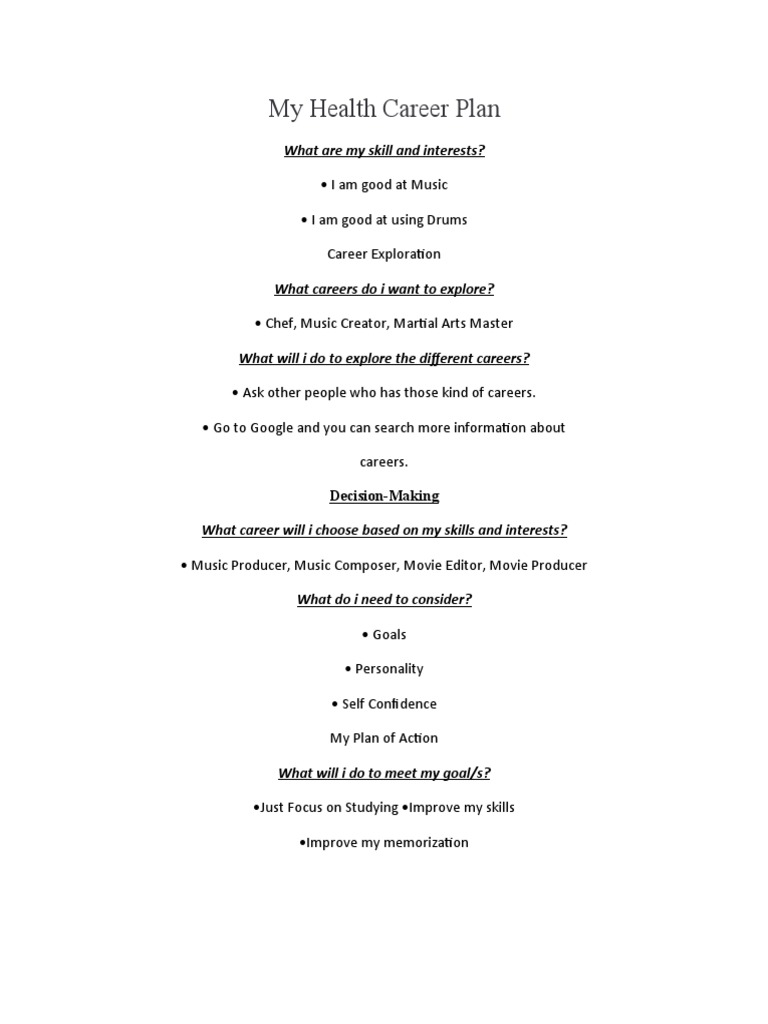 My Health Career PlanWPS Office PDF
