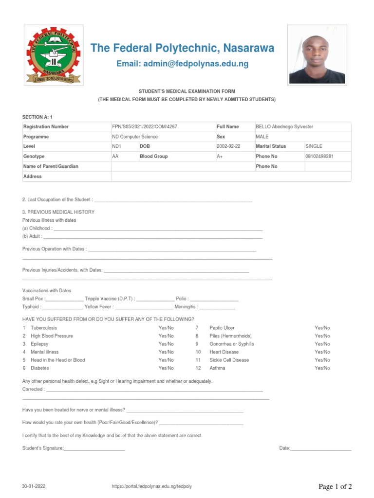 Medical Form | PDF | Heart | Physical Examination