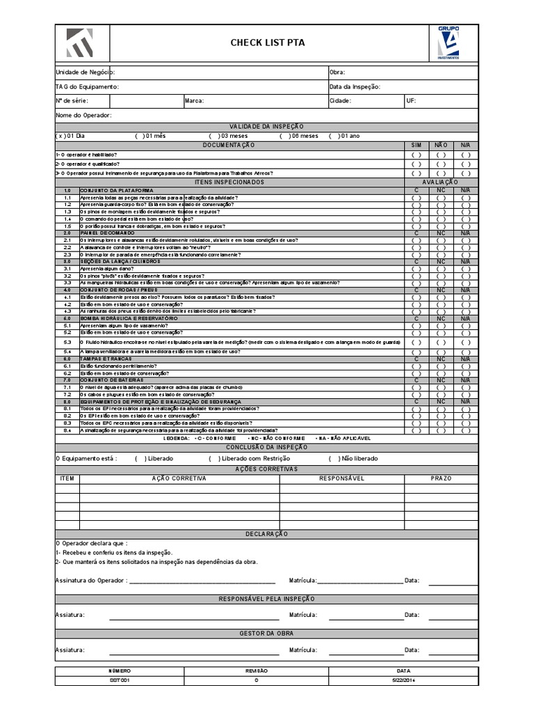 Check List Pta | PDF