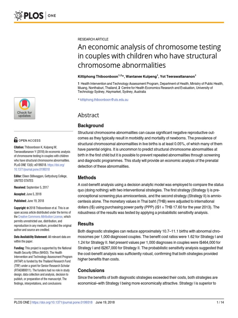 analysis of chromosome testing PDF CostBenefit Analysis Miscarriage