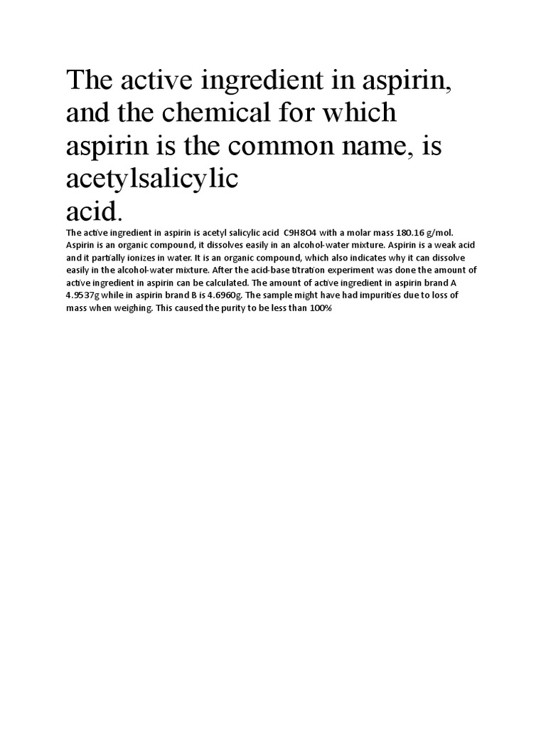 The Active Ingredient in Aspirin PDF