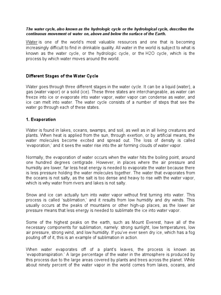 Water Cycle | PDF | Water | Water Cycle