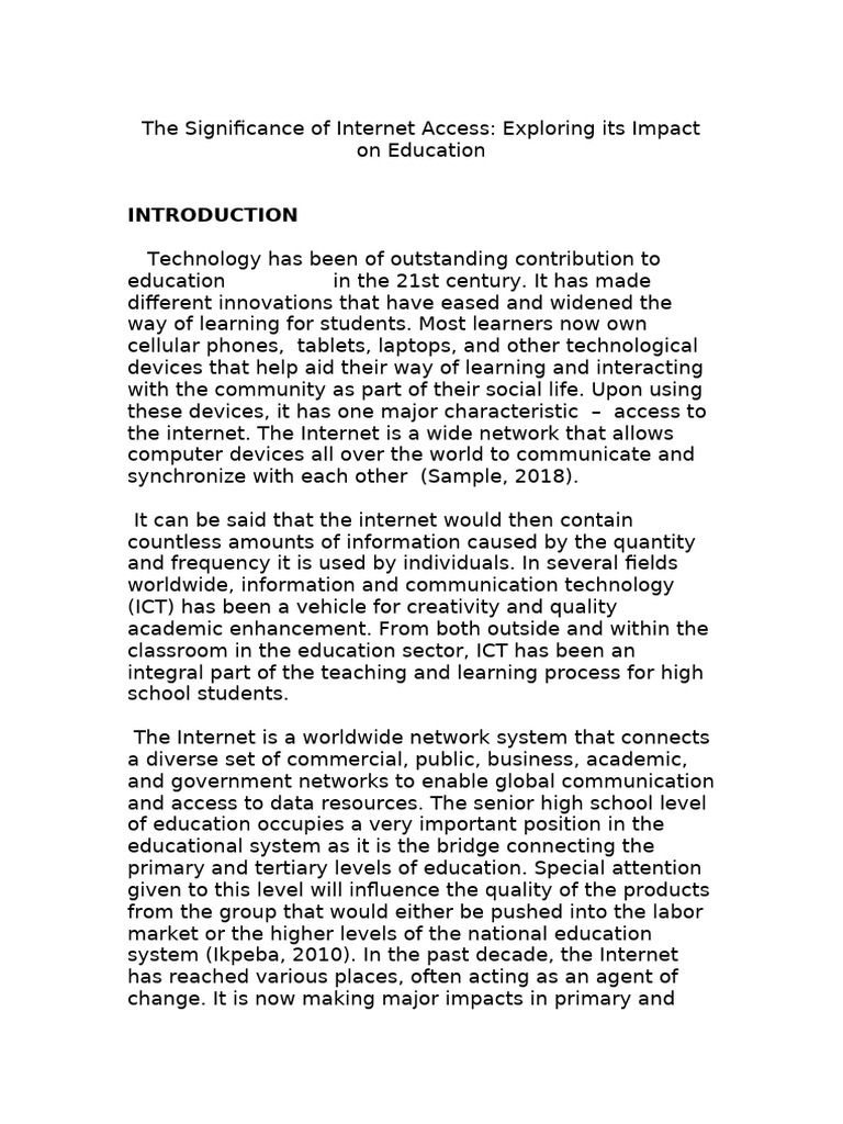 Importance of Internet Access in Education | PDF | Educational ...