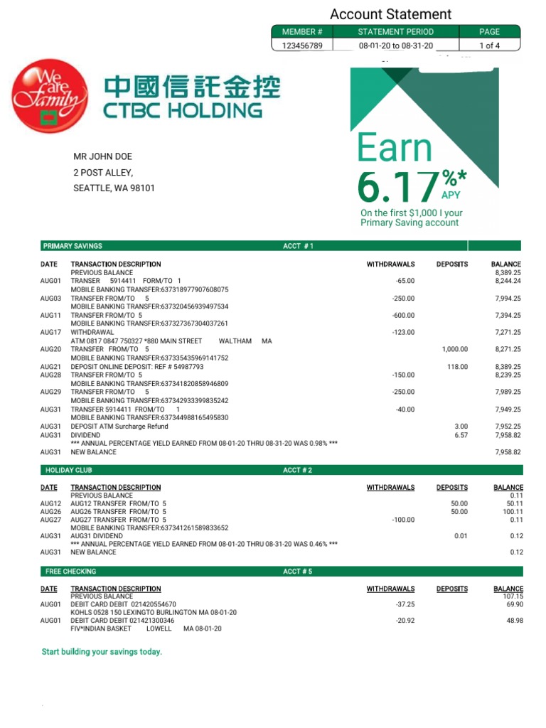DCU Account Statement Summary | PDF | Overdraft | Credit Card