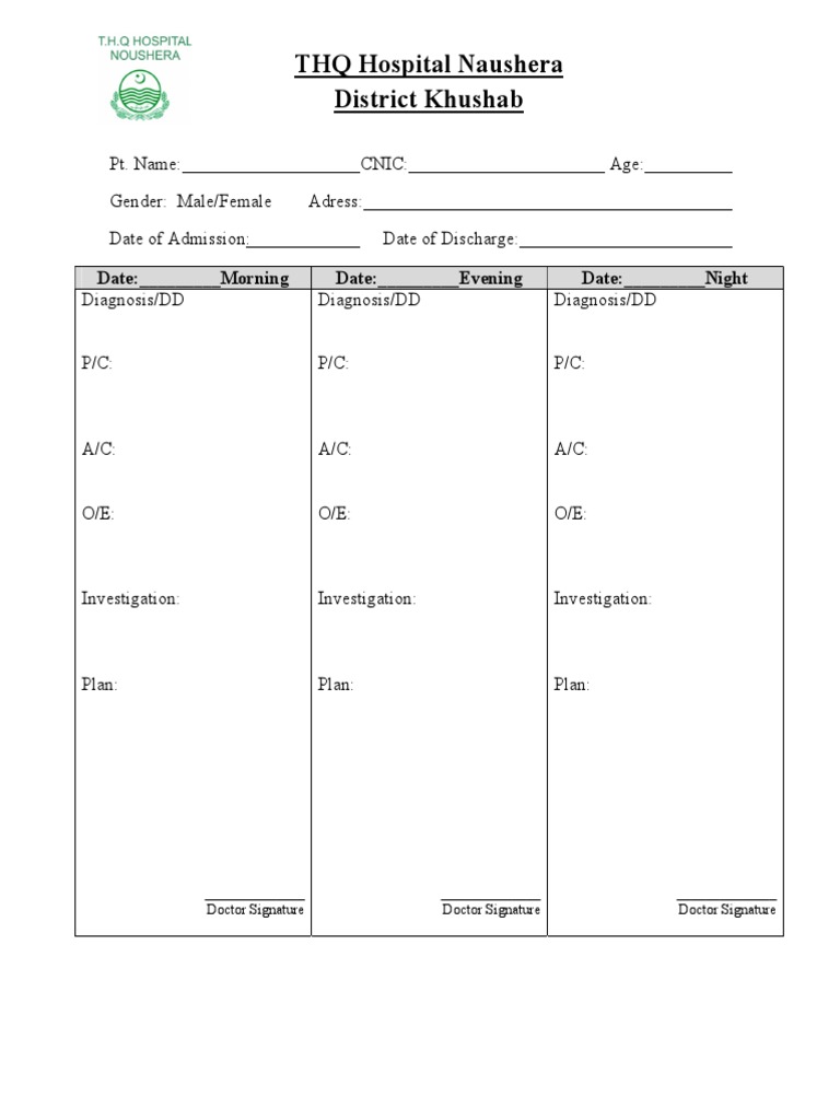THQ Hospital Naushera Patient Record | PDF | Self-Improvement