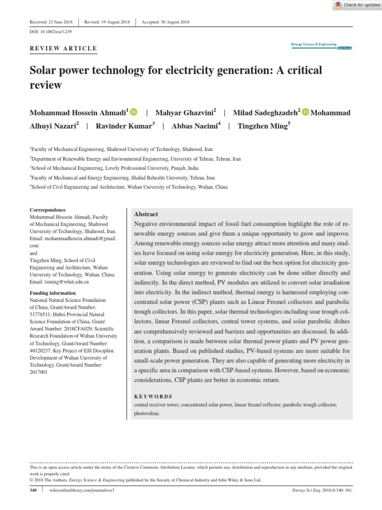 Solar Power Technology Review | PDF | Solar Power | Solar Energy