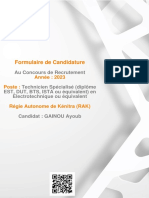 Formulaire de Candidature: Au Concours de Recrutement