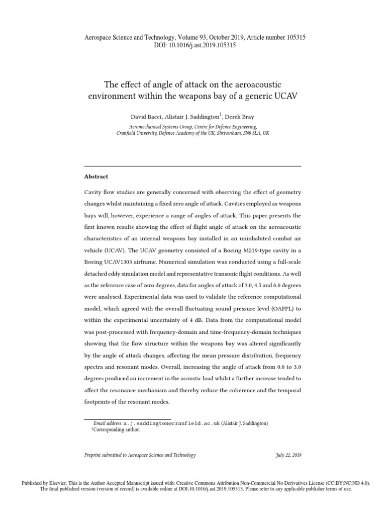 Effect of Angle of Attack On The Aeroacoustic Environment-2019 | PDF ...