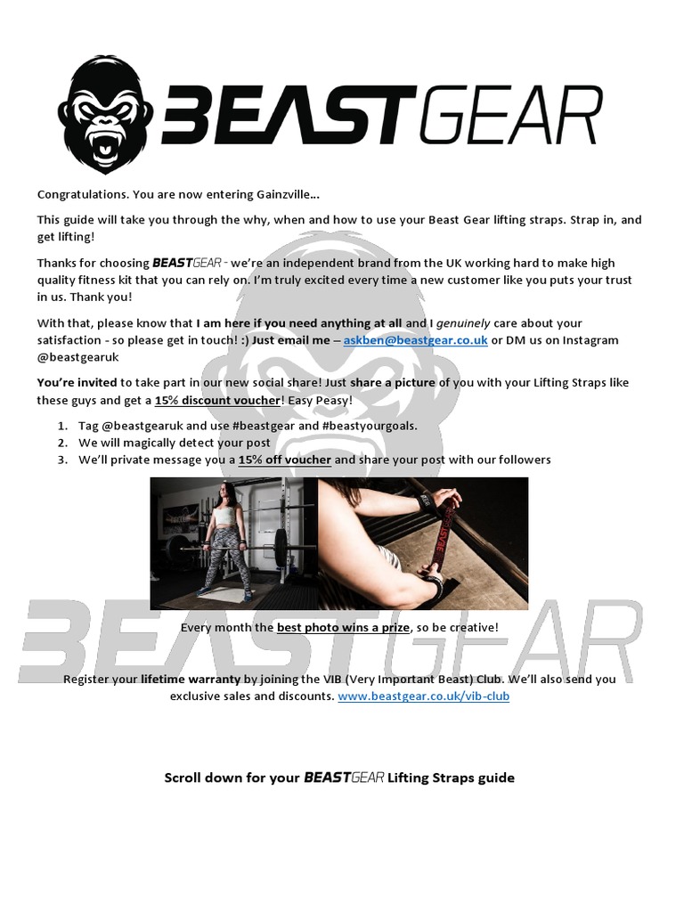 Beast Gear Lifting Straps Guide UK, PDF