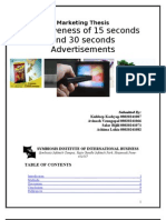Effectiveness of 15 Seconds and 30 Seconds Advertisements: Marketing Thesis
