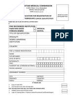 Application For Registration of Postgraduate Clinical Qualification New