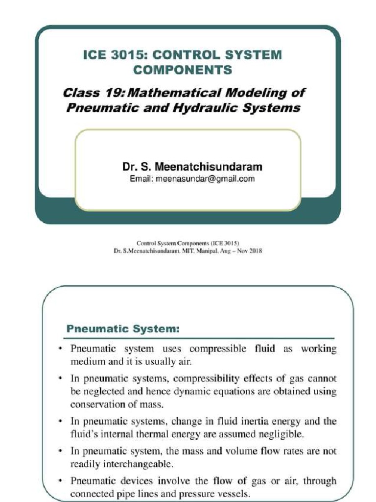 Pneumatic and Hydraulic Modeling Math PDF