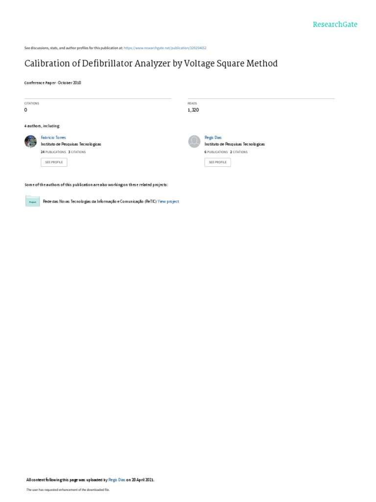 Calibration Of Defibrillator Analyzer By Voltage Square Method Pdf