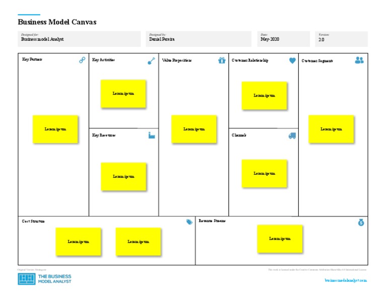 Business Model Canvas Word Template V3 Hwiqaj Pdf