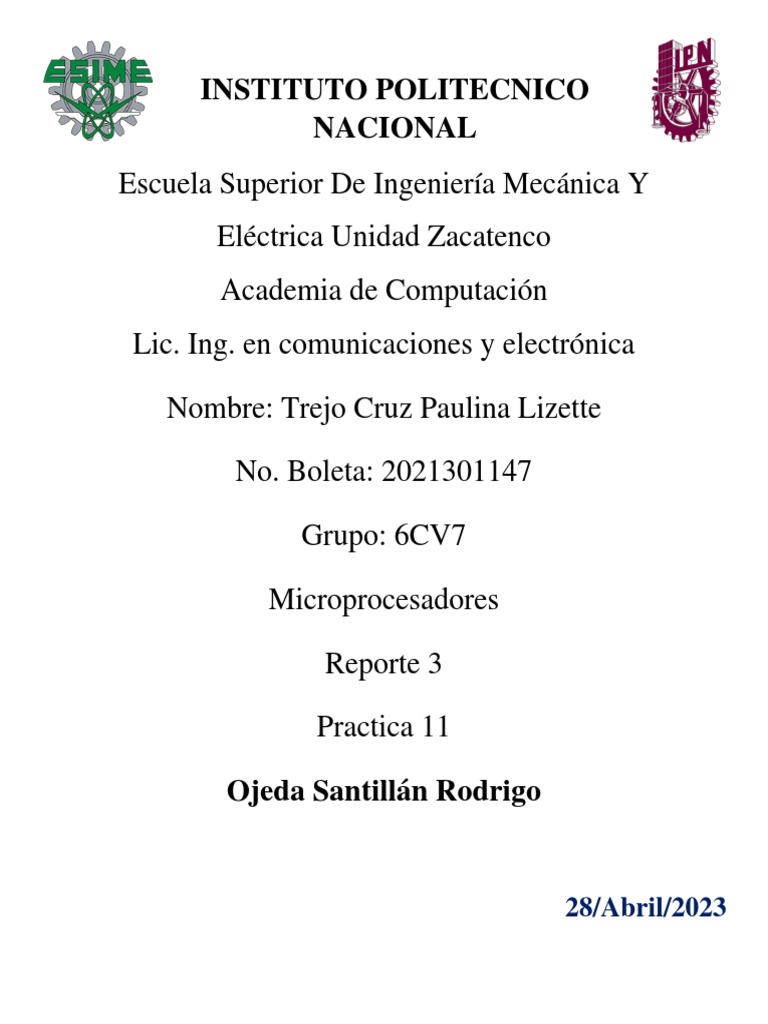 Microprocesadores Practica 4 Pdf Arduino Electrónica