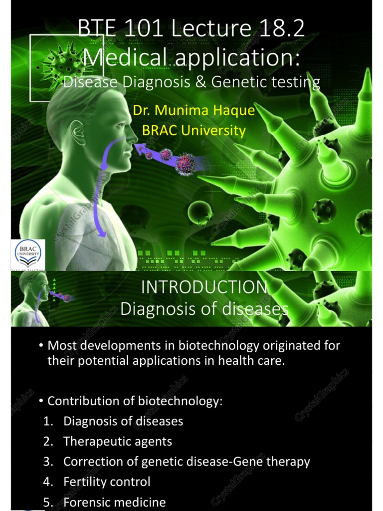 BTE101_Lecture18.2_MedBiotechApp_DiseaseDiagnosisGeneticTesting_MHU ...