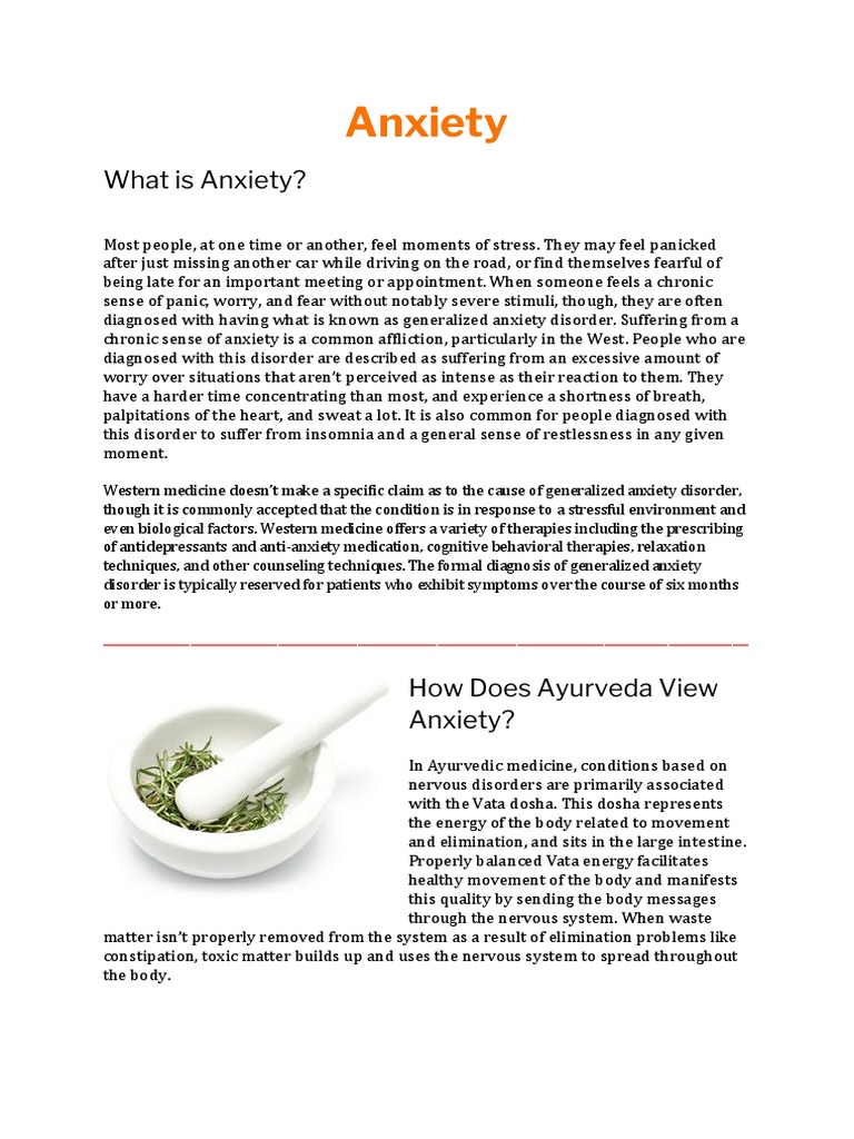 Anxiety Ayurveda PDF