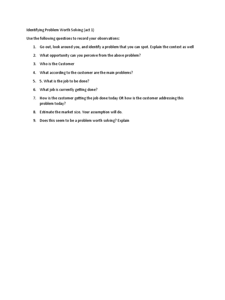 Identifying Solvable Problems Guide | PDF | Business | Self-Improvement
