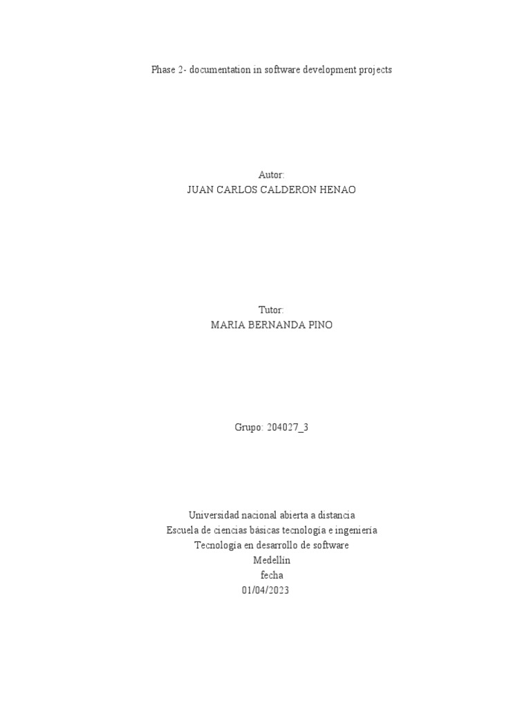 Fase 2 204027 3 documentation in software development projects 2 pdf