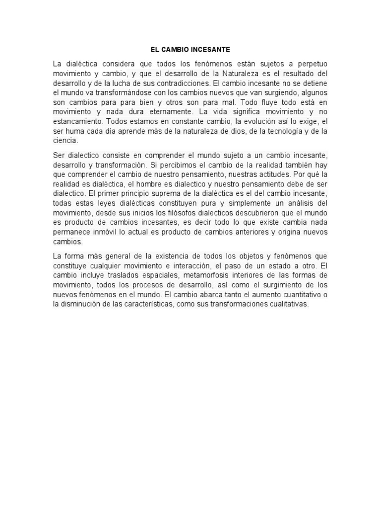 La Dialéctica del Cambio Incesante | PDF
