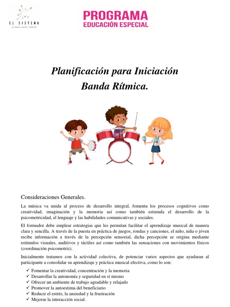 Planificación de Banda Rítmica Infantil | PDF | Ritmo | Aprendizaje
