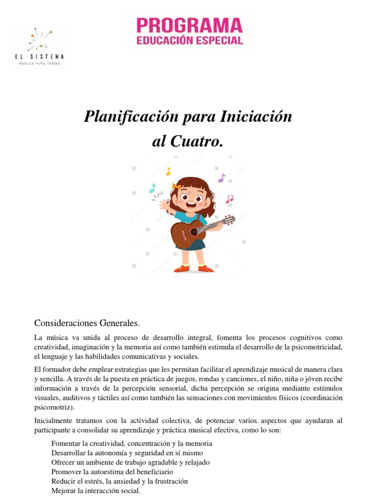 Planificación Musical para Niños de Cuatro | PDF | Ritmo | Aprendizaje