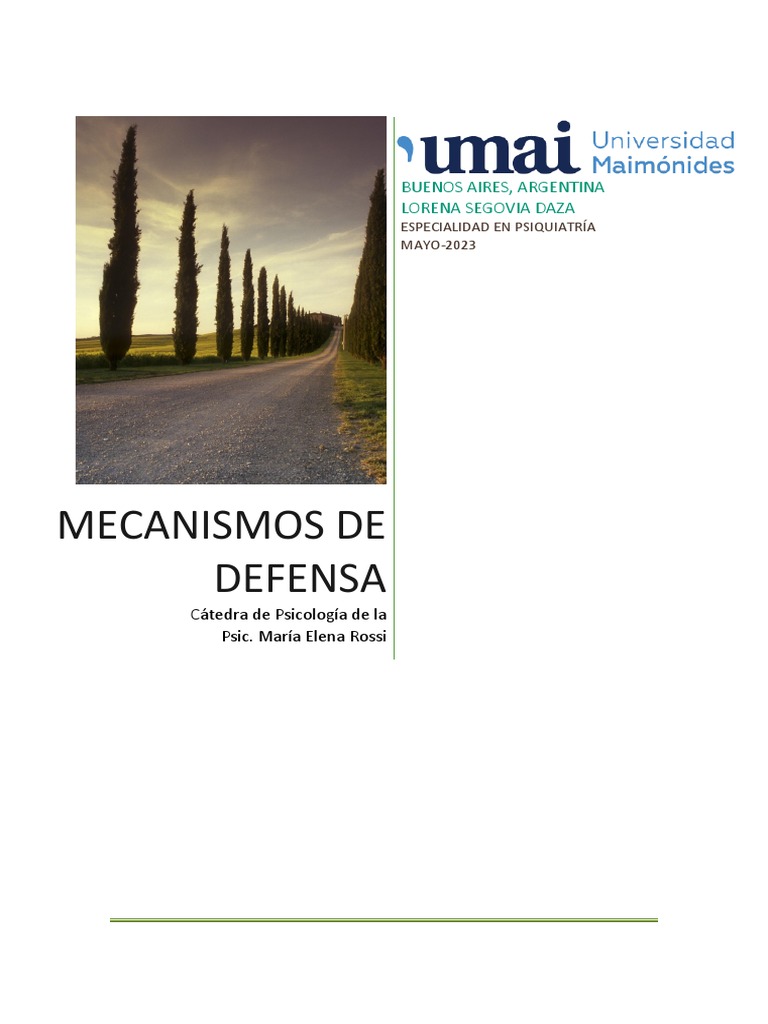 Mecanismos de Defensa Del YO | PDF | Psicoanálisis | Carné de identidad