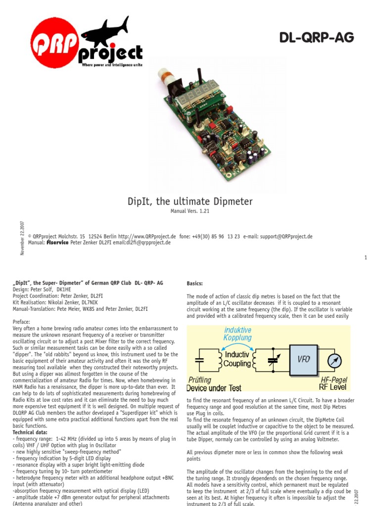 Super Dipmeter Manual: DipIt 1.21 | PDF