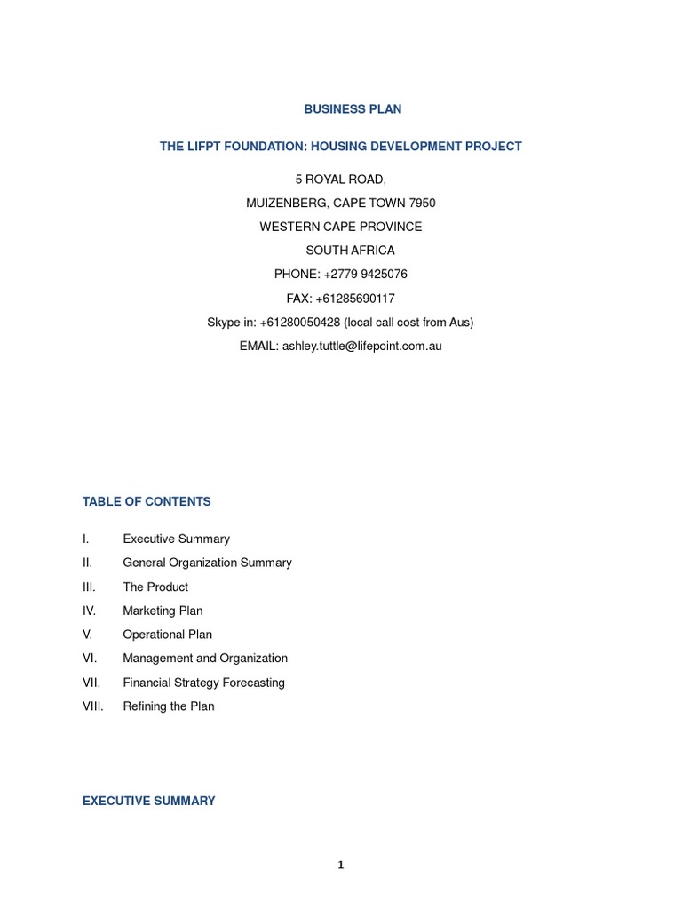 Business Plan Zambia Individual Investors Download Free PDF