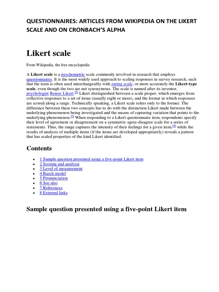 Understanding Likert Scales and Cronbach's Alpha | PDF | Likert Scale ...