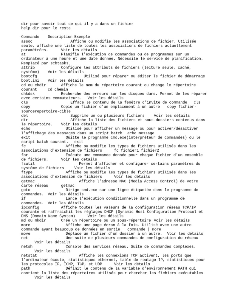 Commandes CMD essentielles pour Windows | PDF | Fichier informatique ...