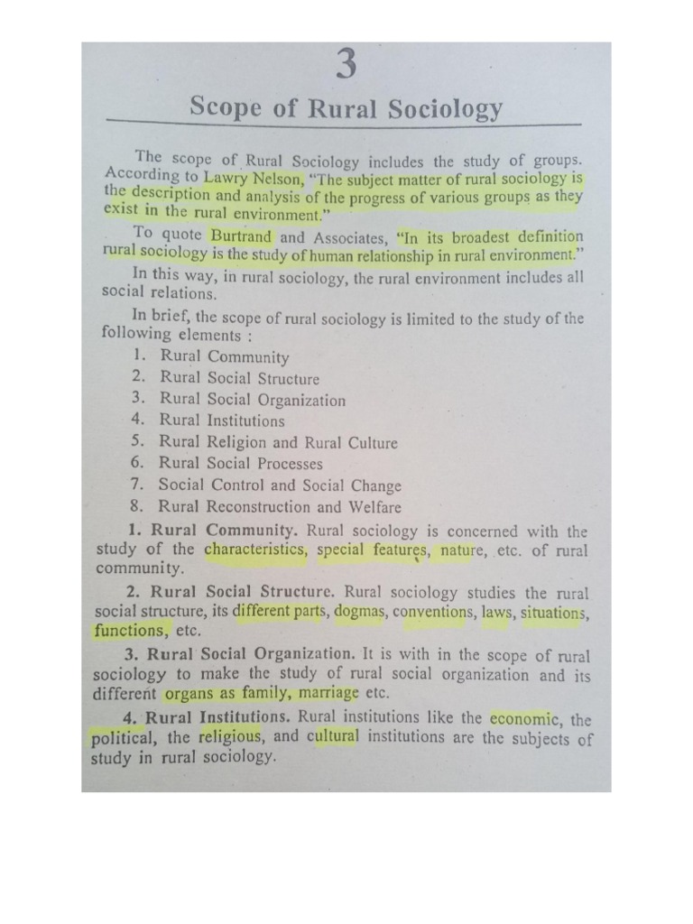 Scope and Importance of Rural Sociology | PDF