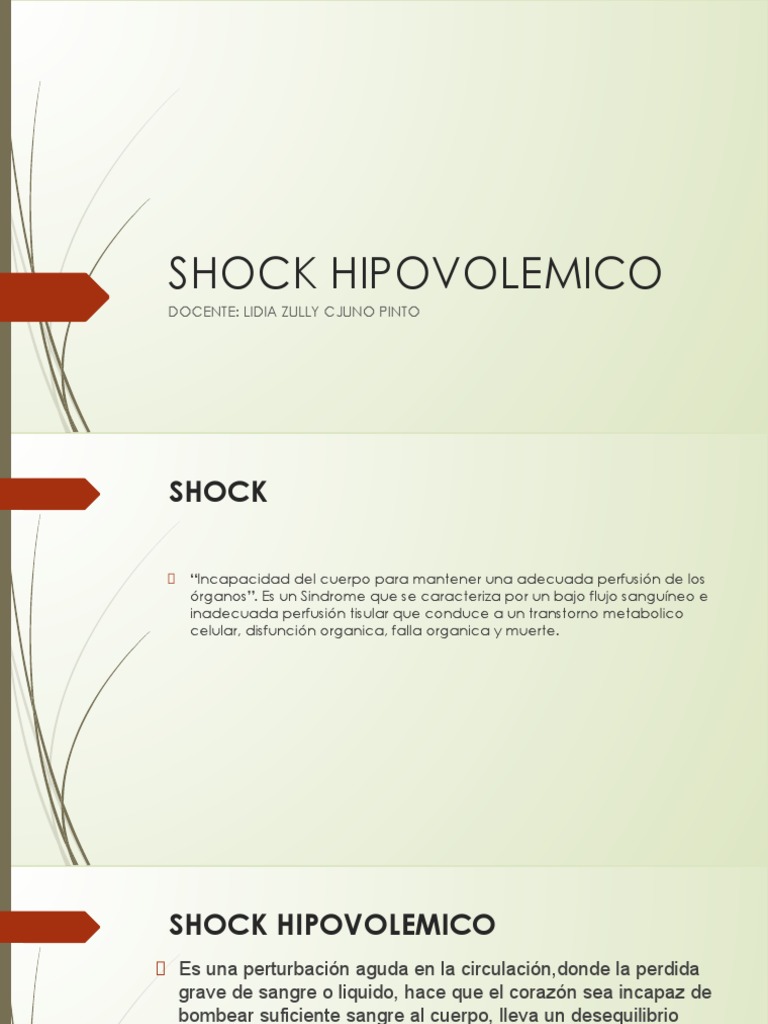 Clasificación y manejo del shock hipovolémico | PDF | Medicina CLINICA ...