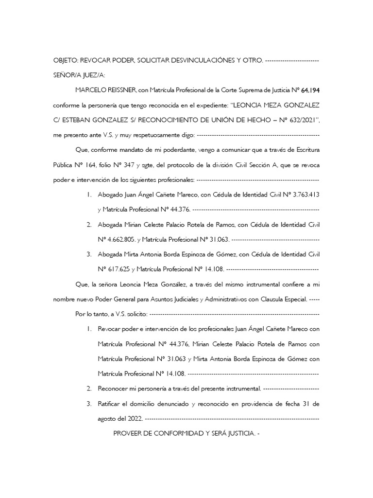 Revocar Poder y Otro | PDF
