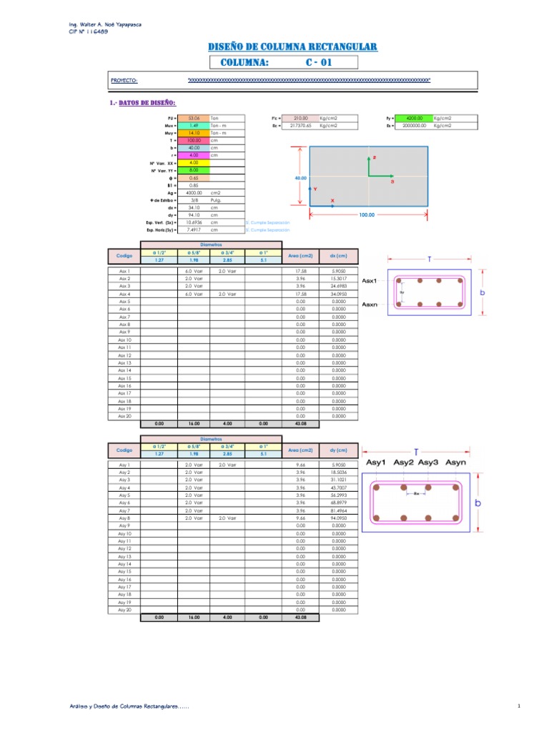 Diseño de Columna Rectangular | PDF