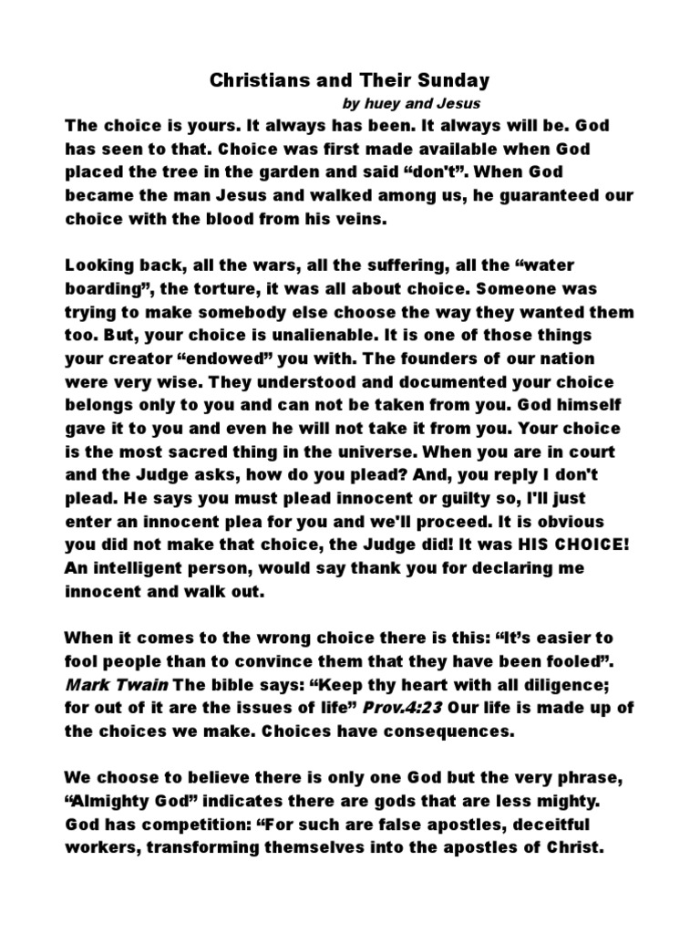 Christians and Their Sunday | PDF | Biblical Sabbath | Sabbath In ...